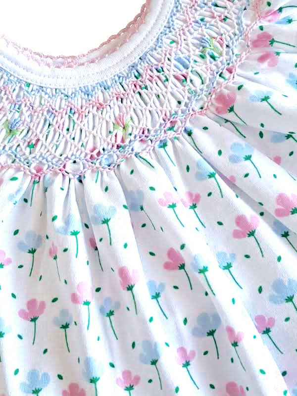 "Spring Flowers" Hand Smocked Bishop Dress