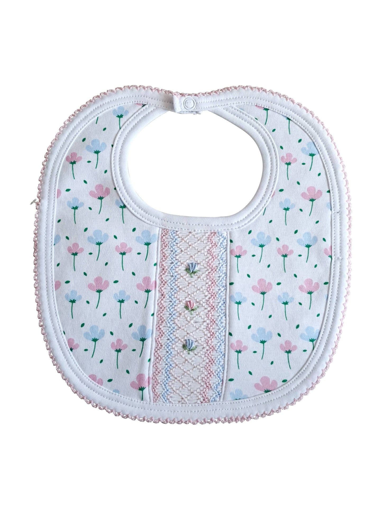 Hand Smocked "Spring Flowers" Bib