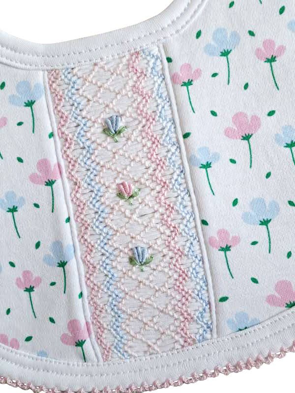 Hand Smocked "Spring Flowers" Bib